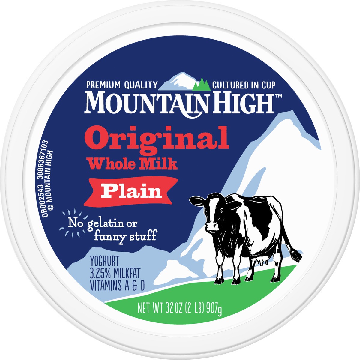 slide 2 of 8, Mountain High, Original Whole Milk Yogurt, Plain, Gluten Free Snacks, 32 OZ Yogurt Container, 32 oz