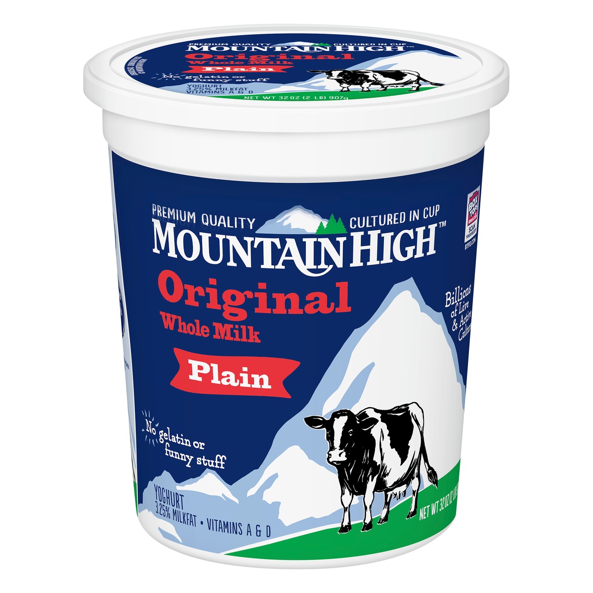 slide 1 of 3, Mountain High All Natural Original Plain Yoghurt - 32oz, 