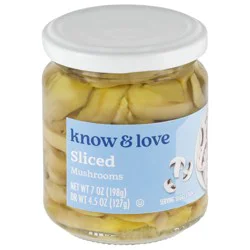Know & Love Sliced Mushrooms 4.5 Ounces