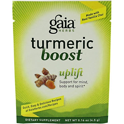 slide 1 of 1, Gaia Herbs Turmeric Boost Uplift Single Serve Packet, 0.16 oz