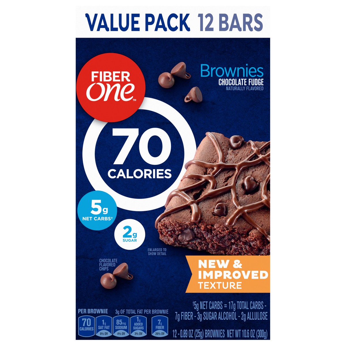 slide 1 of 26, Fiber One 70 Calorie Brownies, Chocolate Fudge, Snack Bars, Value Pack, 12 Bars, 10.6 oz, 12 ct