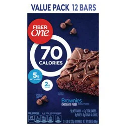 Fiber One 70 Calorie Brownies, Chocolate Fudge, Snack Bars, Value Pack, 12 Bars, 10.6 oz