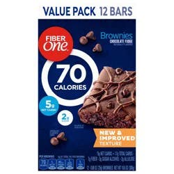 Fiber One 70 Calorie Brownies, Chocolate Fudge, Snack Bars, Value Pack, 12 Bars, 10.6 oz