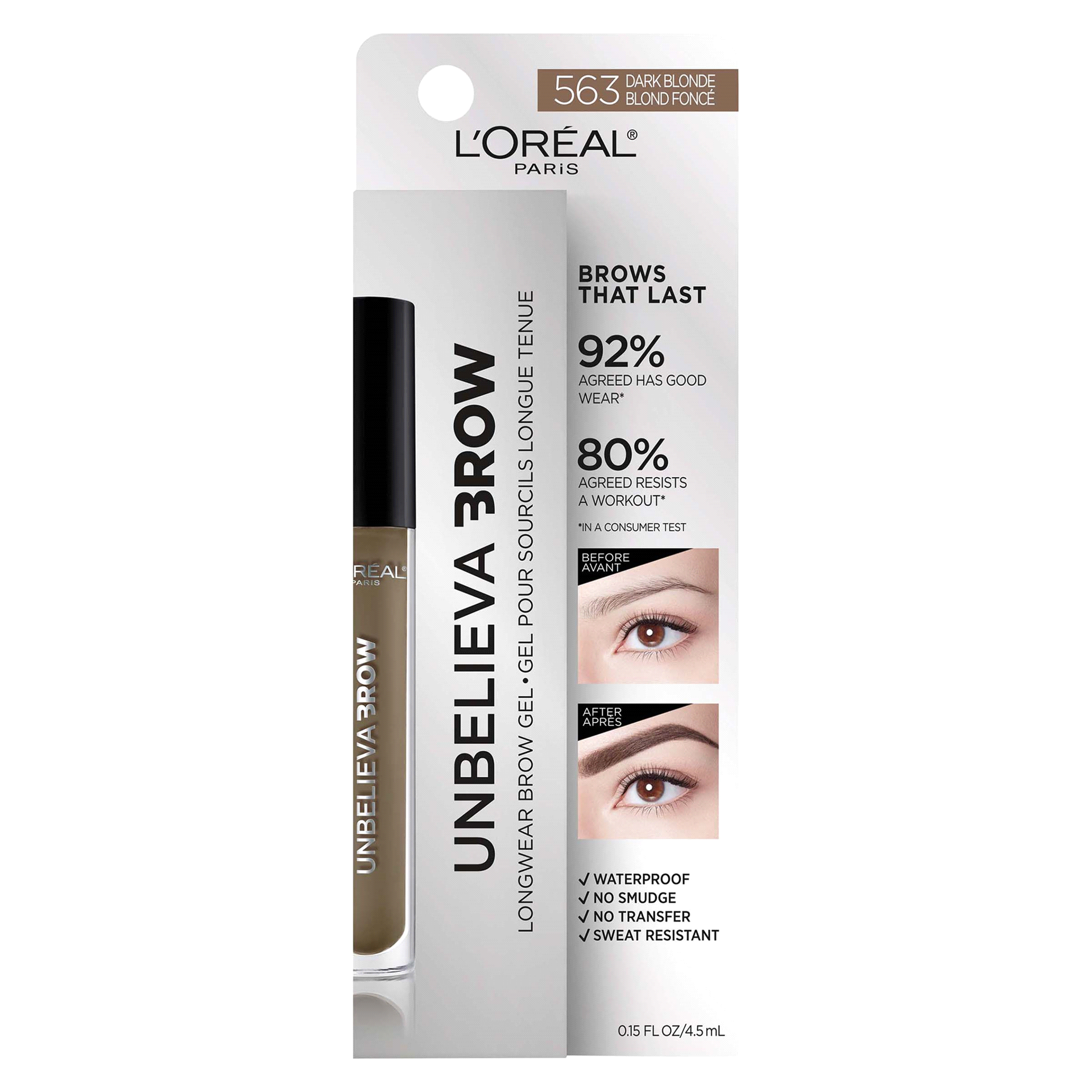 slide 1 of 1, L'Oréal Unbelieva-Brow Longwear Waterproof Tinted Brow Gel, Dark Blonde, 0.15 fl oz