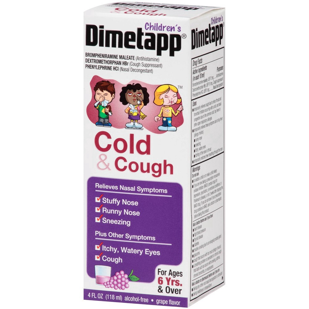 slide 7 of 9, Dimetapp Children's Dimetapp Cough & Cold Relief Liquid - Dextromethorphan - Grape - 4 fl oz, 4 oz