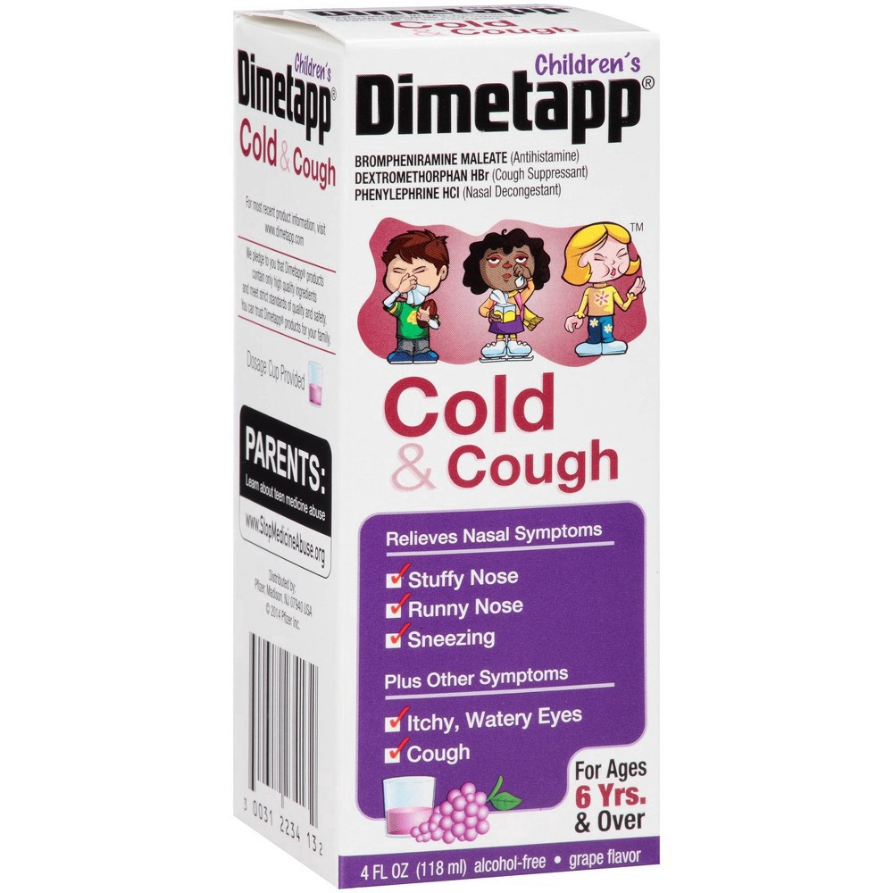 slide 5 of 9, Dimetapp Children's Dimetapp Cough & Cold Relief Liquid - Dextromethorphan - Grape - 4 fl oz, 4 oz