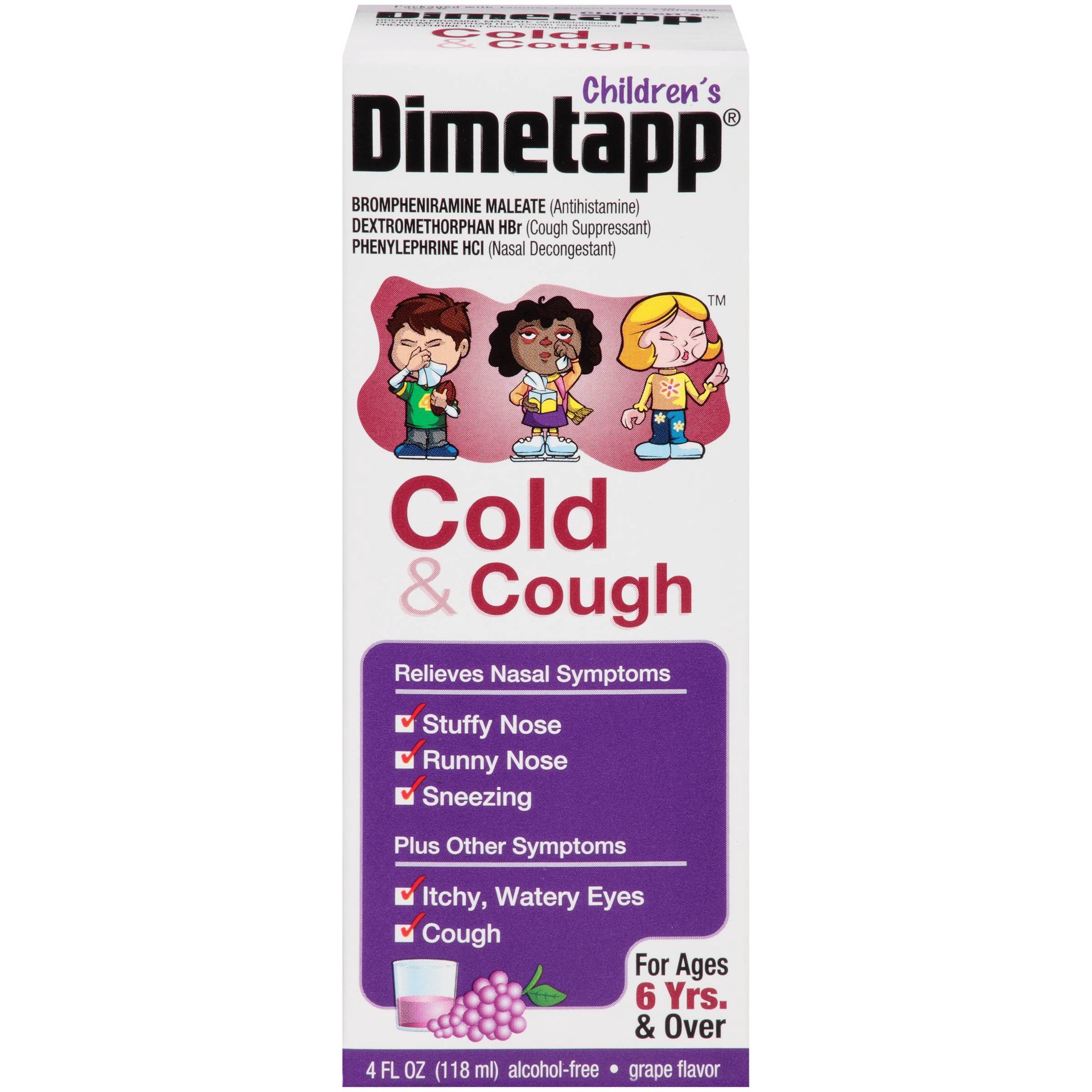 slide 1 of 9, Dimetapp Children's Dimetapp Cough & Cold Relief Liquid - Dextromethorphan - Grape - 4 fl oz, 4 oz