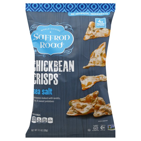 slide 1 of 2, Saffron Road Chickbean Crisps Sea Salt, 3.5 oz