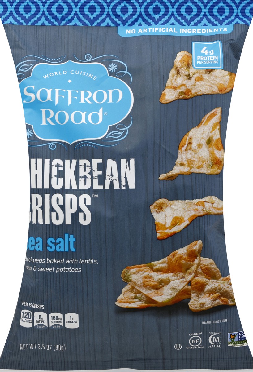 slide 5 of 5, Saffron Road Chickbean Crisps Sea Salt, 3.5 oz