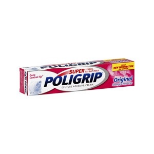 slide 1 of 1, Super Poligrip Denture Adhesive Cream Original, 2.4 oz