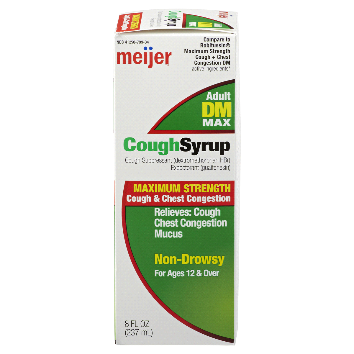 slide 6 of 6, Meijer Tussin DM Cough + Congestion Relief, Raspberry Menthol Flavor, 8 oz