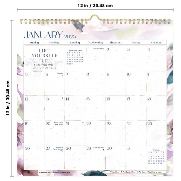 slide 4 of 5, 2025 Dateworks Spiral Monthly Wall Calendar, 12"" X 12"", Sweet Embrace, January To December, 1 ct