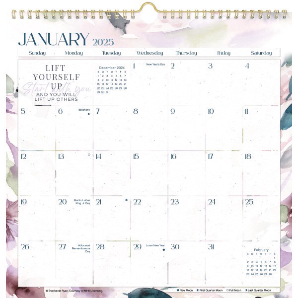 slide 5 of 5, 2025 Dateworks Spiral Monthly Wall Calendar, 12"" X 12"", Sweet Embrace, January To December, 1 ct