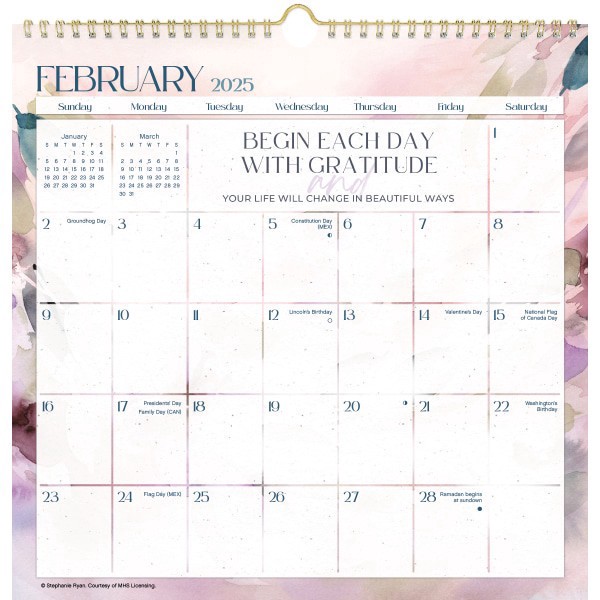 slide 3 of 5, 2025 Dateworks Spiral Monthly Wall Calendar, 12"" X 12"", Sweet Embrace, January To December, 1 ct