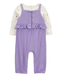 Carter's Baby 2-Piece Long-Sleeve Tee & Coverall Set - Purple NB