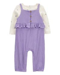Carter's Baby 2-Piece Long-Sleeve Tee & Coverall Set - Purple NB