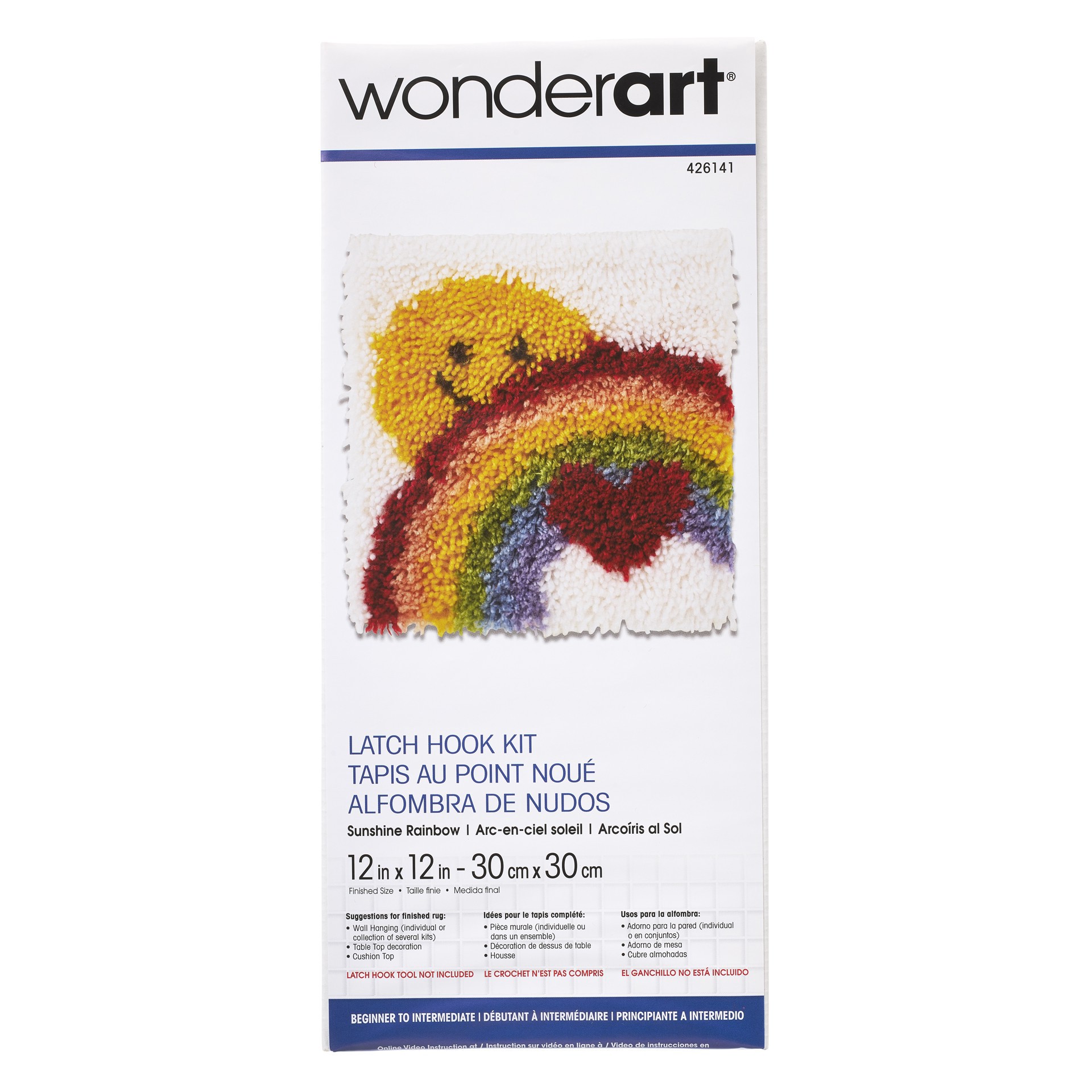 slide 4 of 4, Wonderart Sunshine Rainbow Latch Hook Kit, 12 in x 12 in