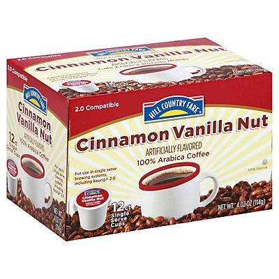 slide 1 of 1, Hill Country Fare Cinnamon Vanilla Nut Single Serve Coffee Cups, 12 ct