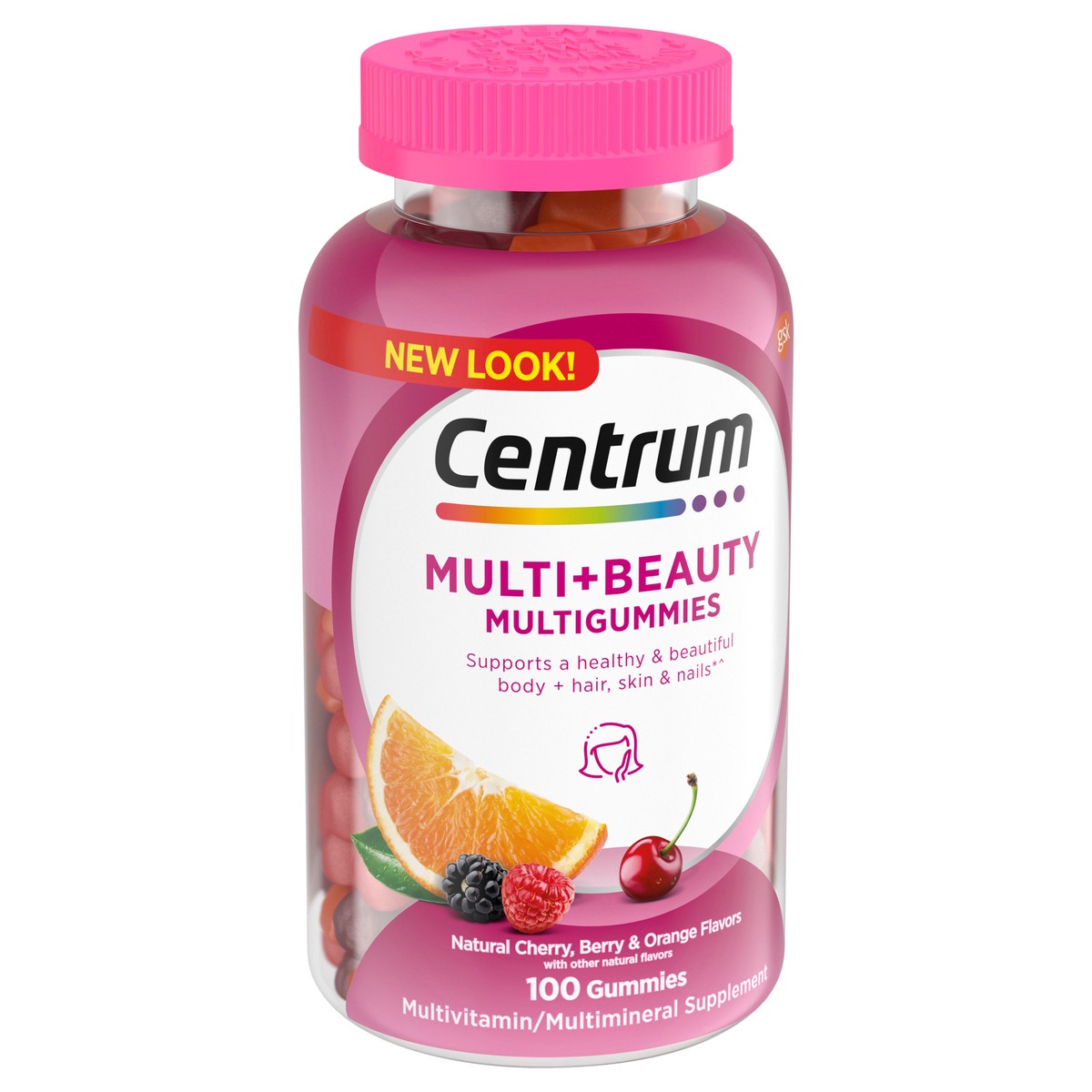 slide 5 of 9, Centrum MultiGummies Multi+ Beauty Dual Action Multivitamin, Specially Designed With Biotin for Healthy Hair, Skin and Nails, Cherry/Berry/Orange Flavors - 100 Count, 100 ct