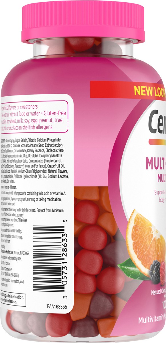 slide 4 of 9, Centrum MultiGummies Multi+ Beauty Dual Action Multivitamin, Specially Designed With Biotin for Healthy Hair, Skin and Nails, Cherry/Berry/Orange Flavors - 100 Count, 100 ct