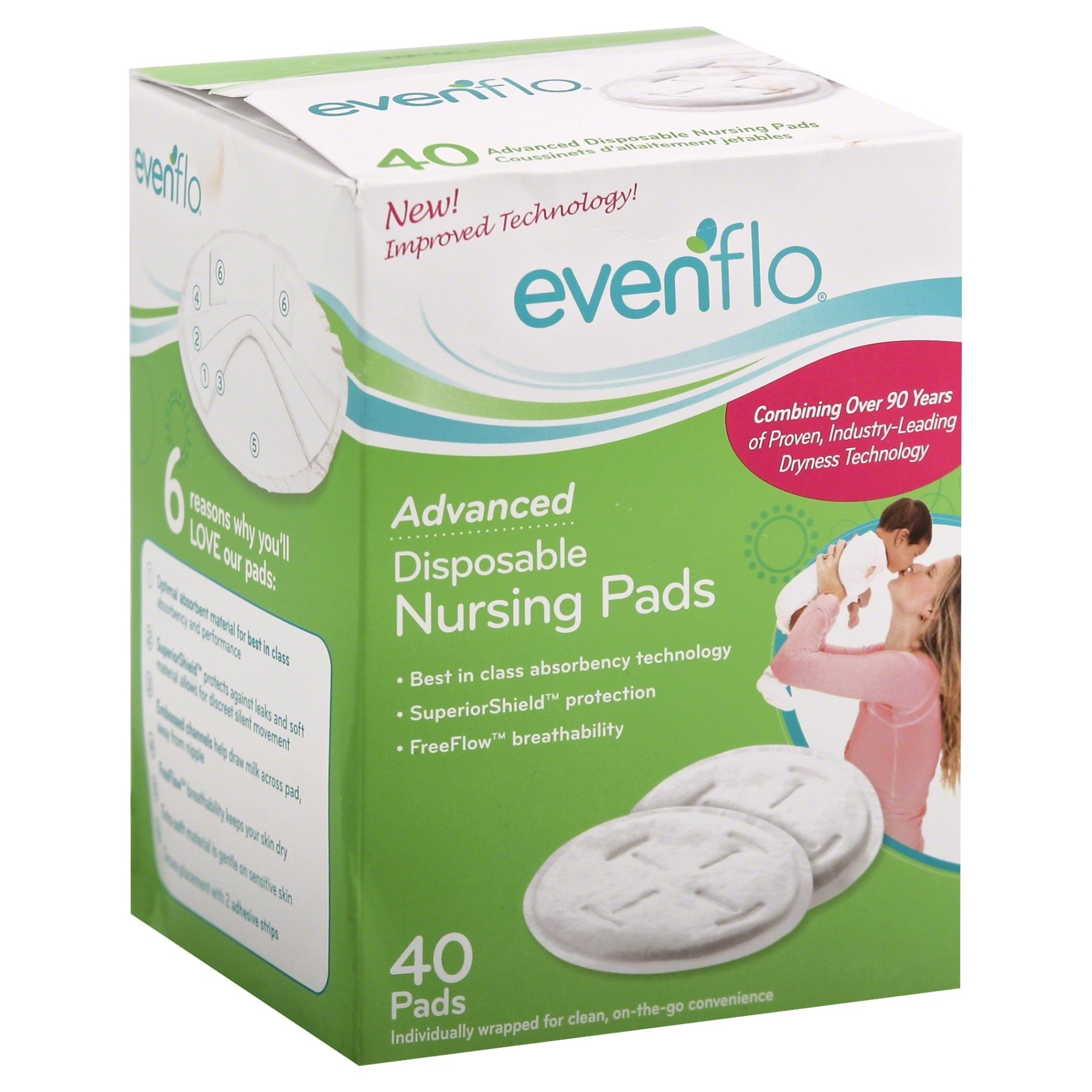 slide 1 of 1, Evenflo Advanced Nursing Pads, 40 ct