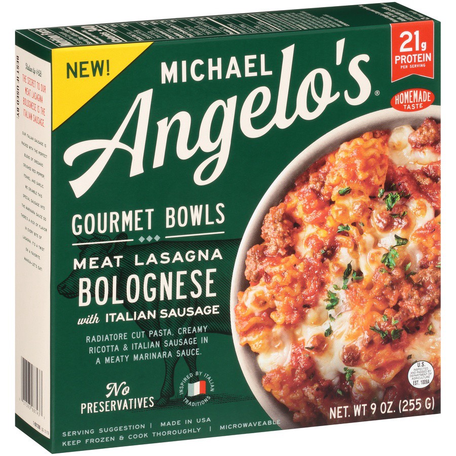 slide 8 of 8, Michael Angelo's Gourmet Bowls Meat Lasagna Bolognese&nbsp;, 9 oz