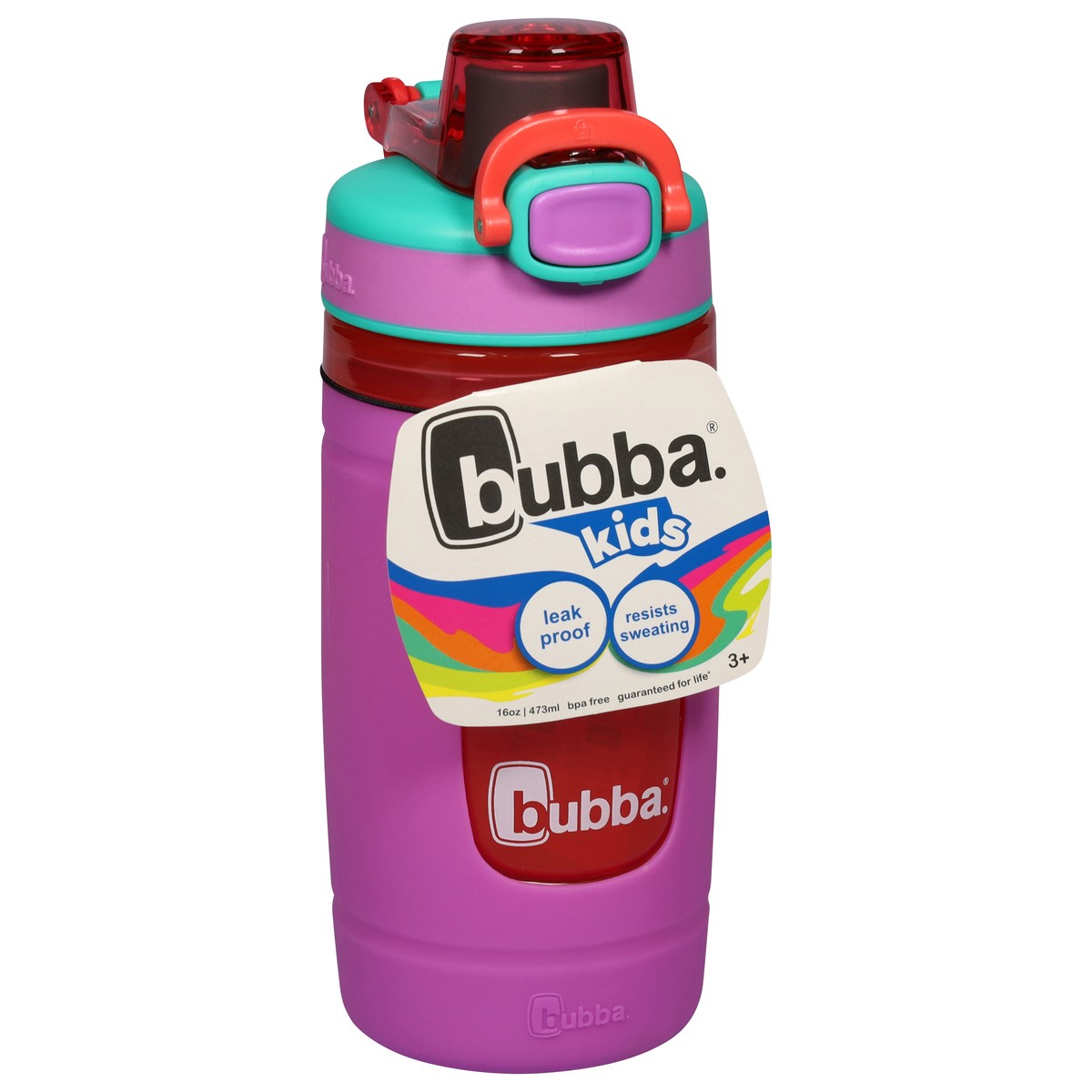 slide 5 of 9, bubba Flo Kids Water Bottle with Silicone Sleeve, Mixed Berry & Watermelon, 1 ct