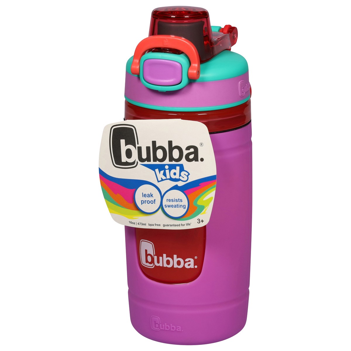 slide 4 of 9, bubba Flo Kids Water Bottle with Silicone Sleeve, Mixed Berry & Watermelon, 1 ct