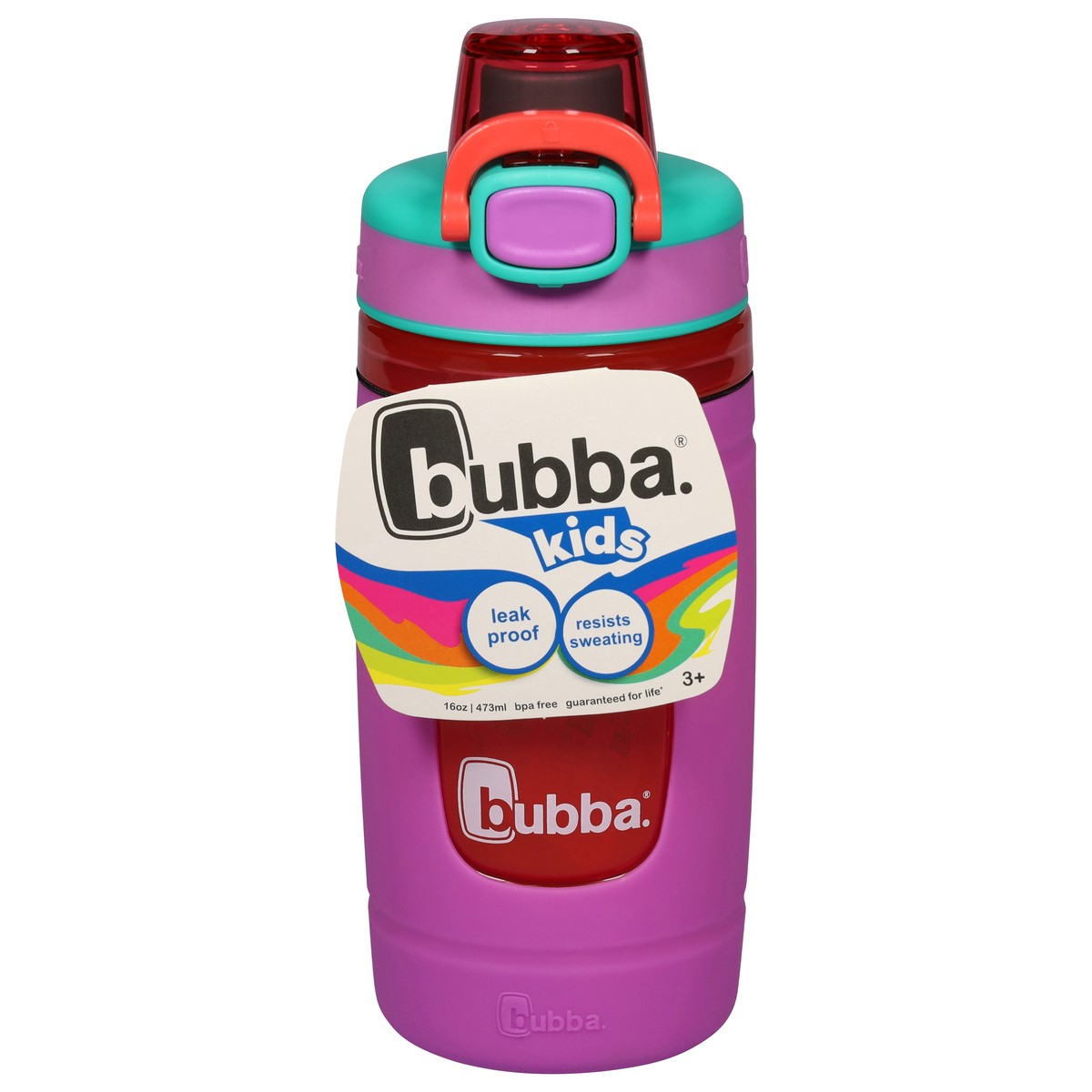 slide 1 of 9, bubba Flo Kids Water Bottle with Silicone Sleeve, Mixed Berry & Watermelon, 1 ct