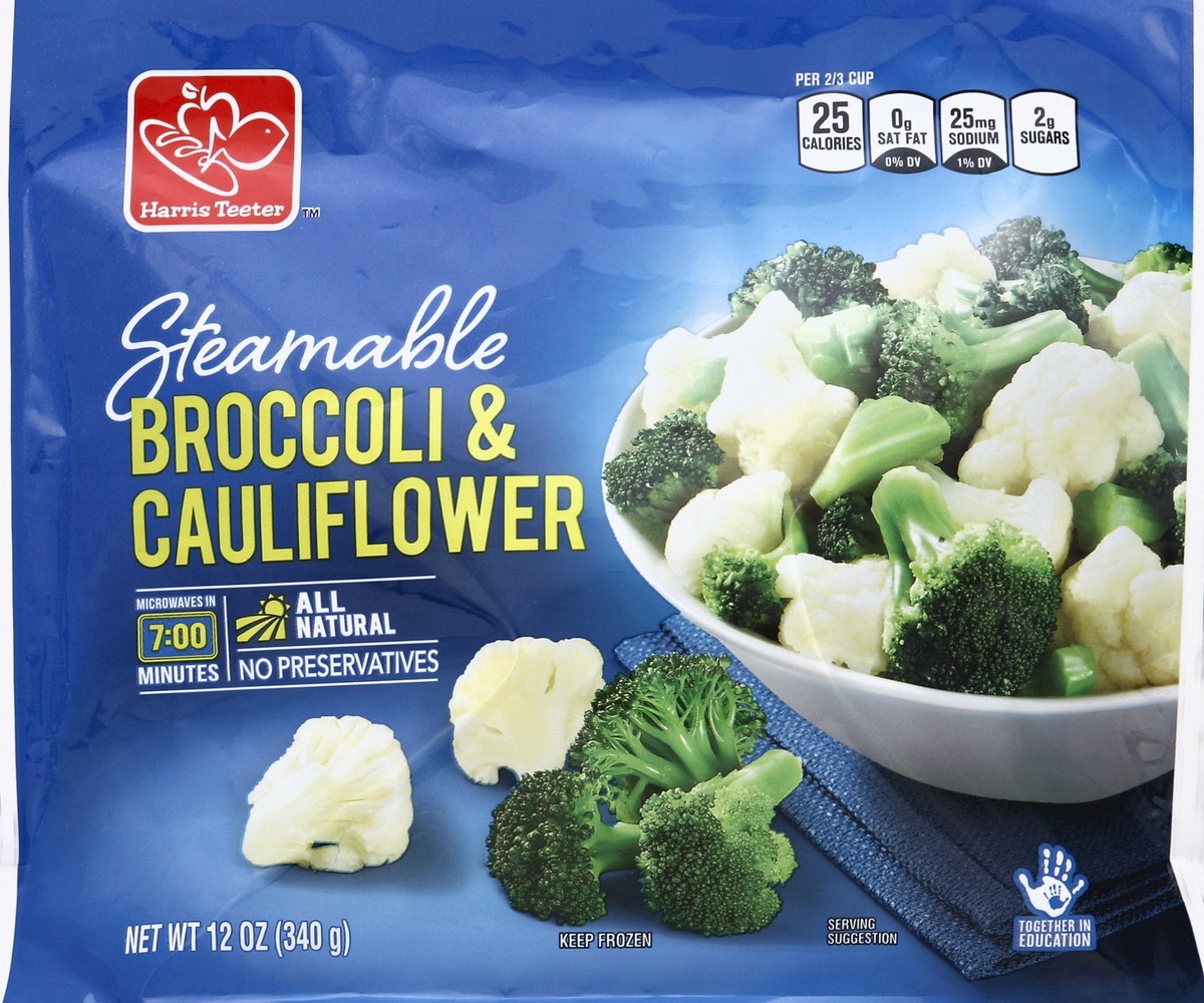 slide 2 of 2, Harris Teeter Steamable Broccoli & Cauliflower, 12 oz