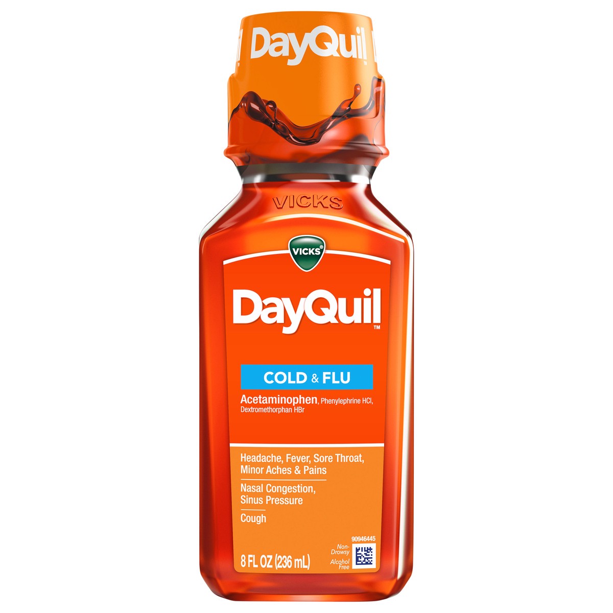 slide 1 of 1, DayQuil Vicks Dayquil Cold And Flu Liquid, 24 ct