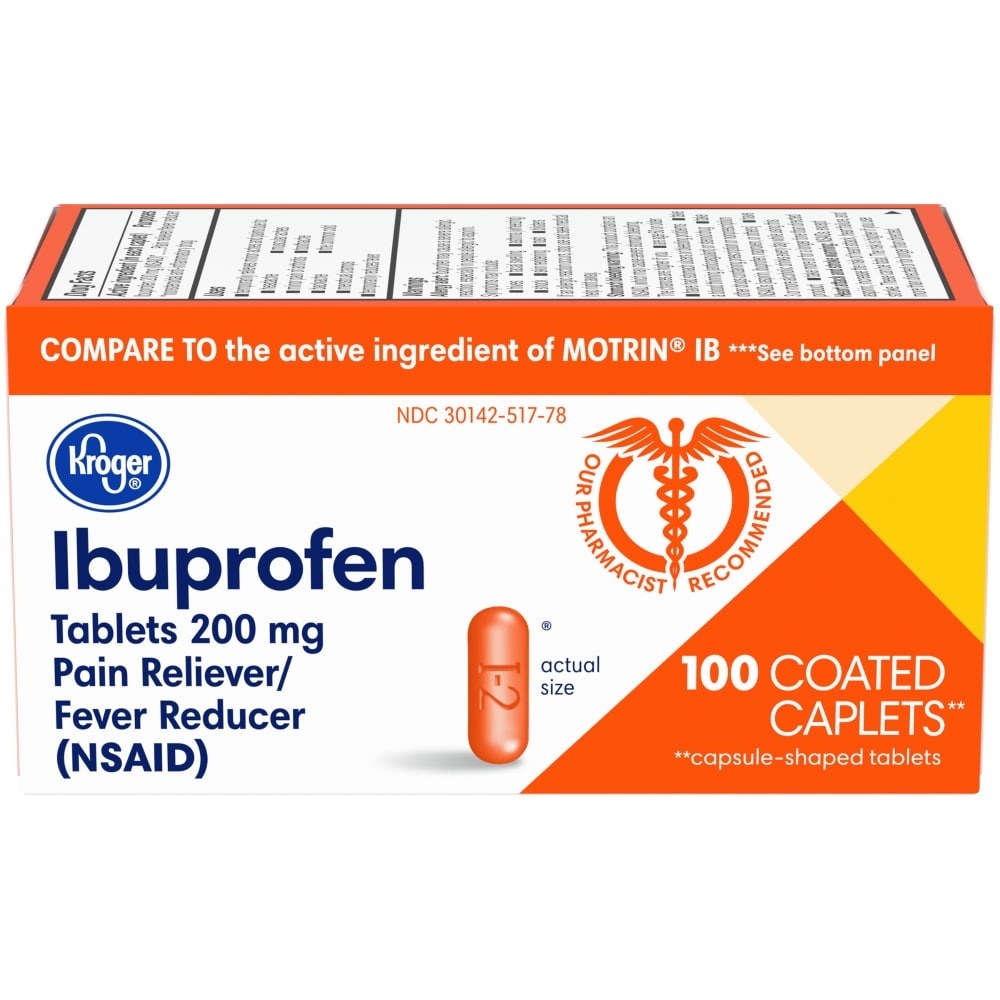 slide 1 of 5, Kroger Ibuprofen Coated Caplets, 100 ct; 200 mg