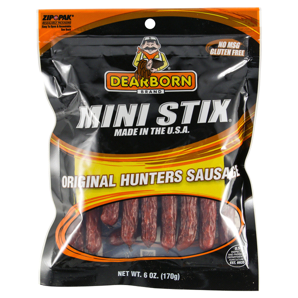 slide 1 of 1, Dearborn Mini Stix, Original Hunters Sausage, 7 oz