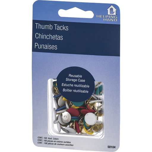 slide 9 of 9, Helping Hand Helpinghands Thumb Tacks Asst, 100 ct