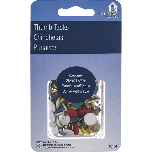 slide 1 of 9, Helping Hand Helpinghands Thumb Tacks Asst, 100 ct