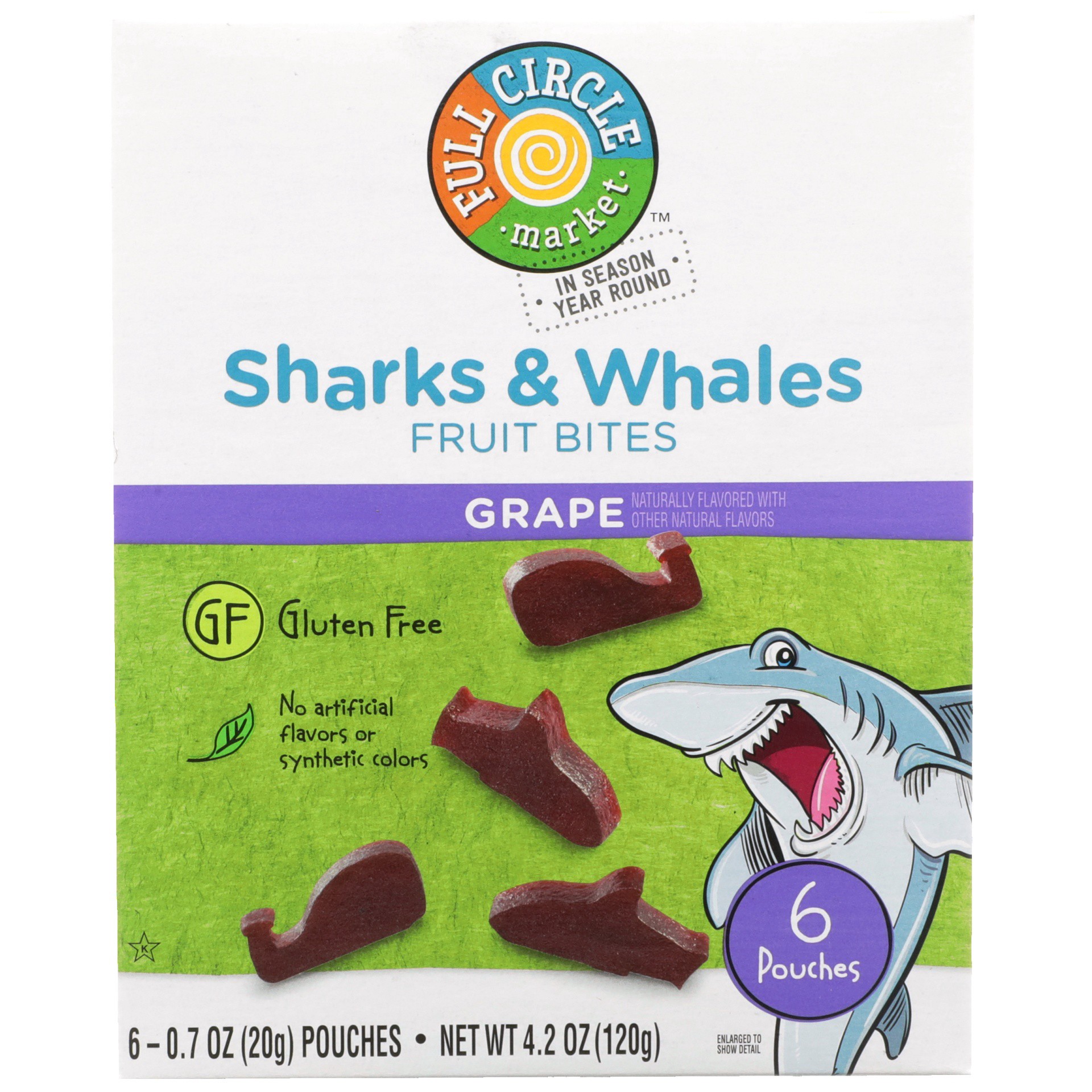 slide 1 of 6, Full Circle Market Grape Shark/Whale Fruit, 4.2 oz