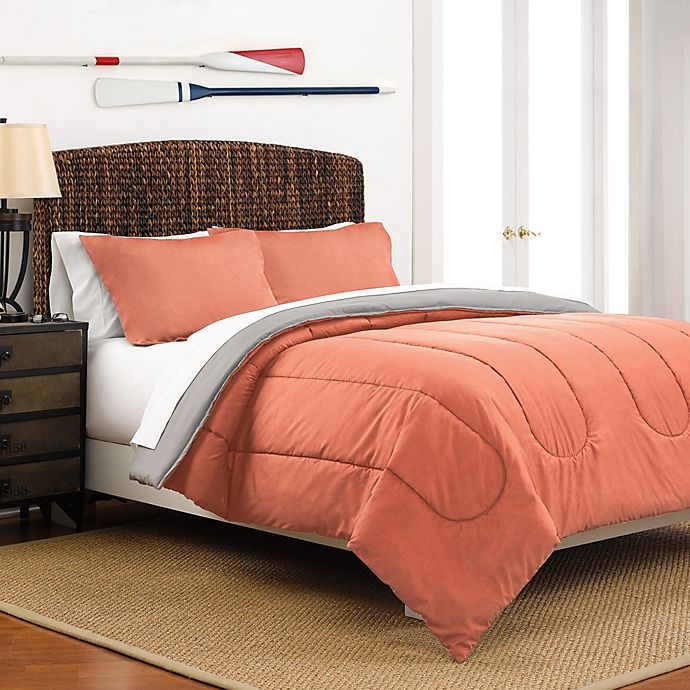 slide 1 of 1, Martex Two-Tone Reversible Twin Comforter Set - Coral/Light Grey, 3 ct