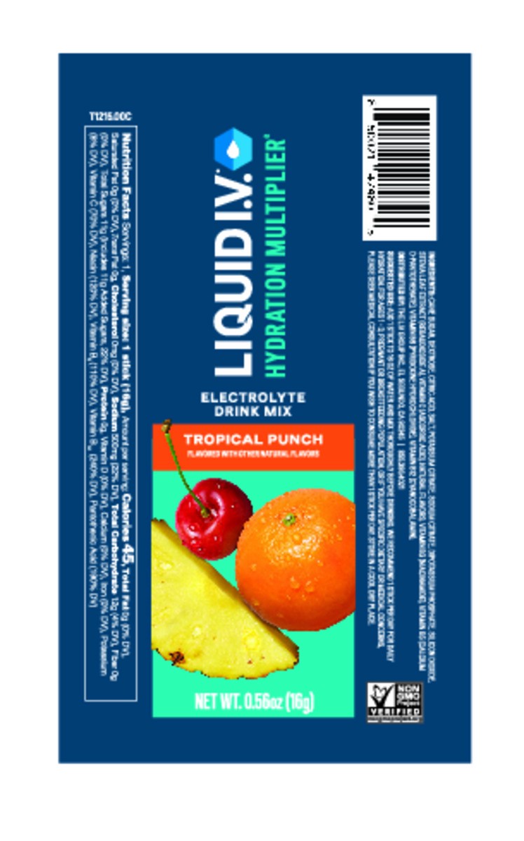 slide 5 of 7, Liquid I.V. Hydration Multiplier Electrolyte Drink Mix, Single .08Oz Packet, Tropical Punch, 1 ct