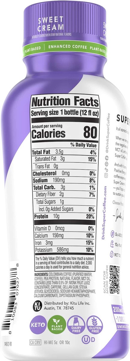 slide 3 of 11, Super Coffee Kitu Sweet Cream Super Coffee - 12 fl oz, 12 fl oz