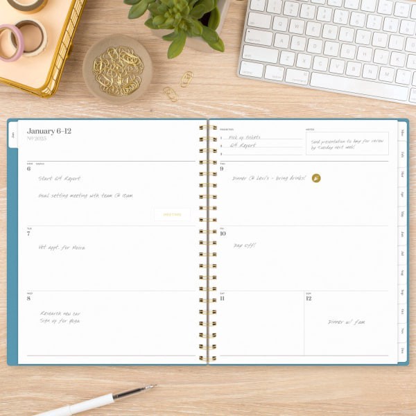 slide 6 of 9, 2025 Cambridge Workstyle Classic Weekly/Monthly Planner, 8-1/2"" X 11"", Seaside Blue, January To December, 1 ct