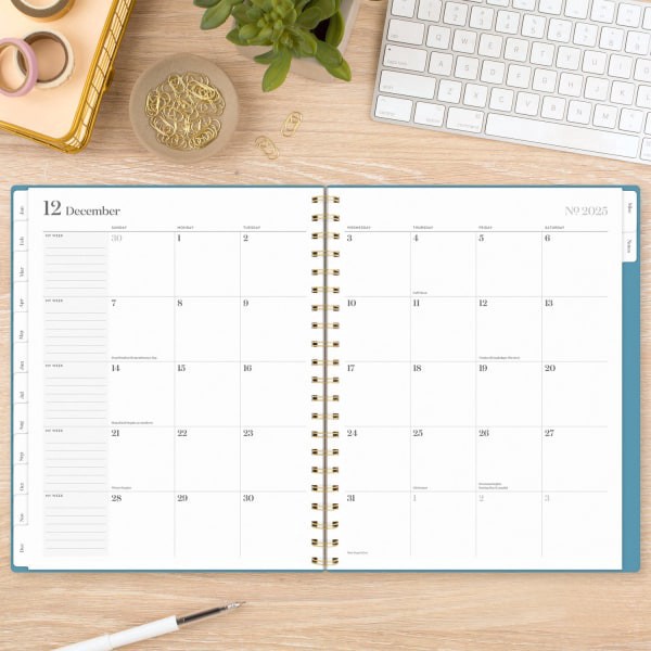slide 3 of 9, 2025 Cambridge Workstyle Classic Weekly/Monthly Planner, 8-1/2"" X 11"", Seaside Blue, January To December, 1 ct