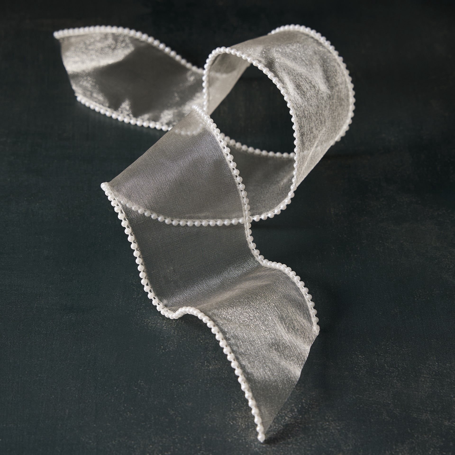 slide 2 of 2, 2.5" X 3yd. Sheer Wired Pearl Edge Ribbon By Celebrate It Classic, 2.5 in x 3 yd