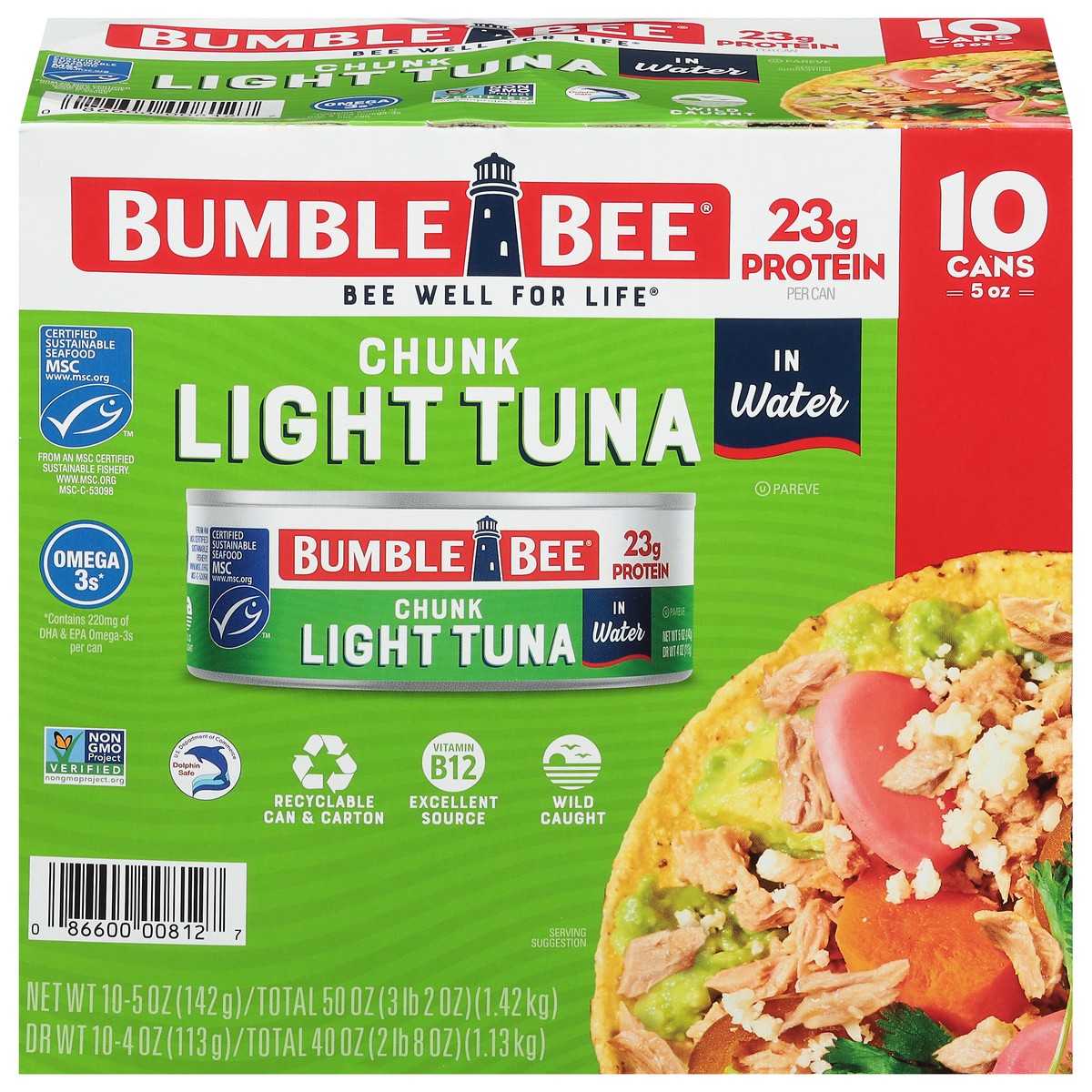 slide 1 of 10, Bumble Bee Chunk Light Tuna in Water, 5 oz