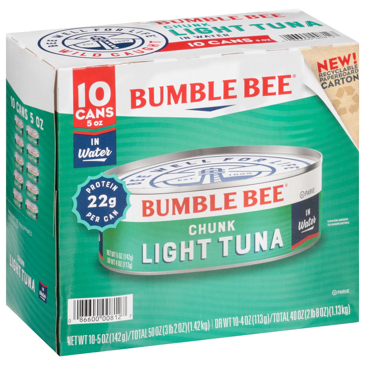 slide 8 of 10, Bumble Bee Chunk Light Tuna in Water, 5 oz