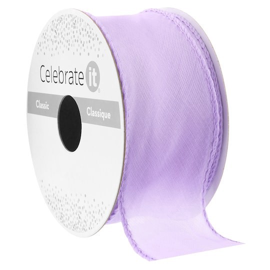 slide 1 of 2, 1.5" X 2yd. Purple Organza Ribbon By Celebrate It Classic, 1.5 in x 2 yd