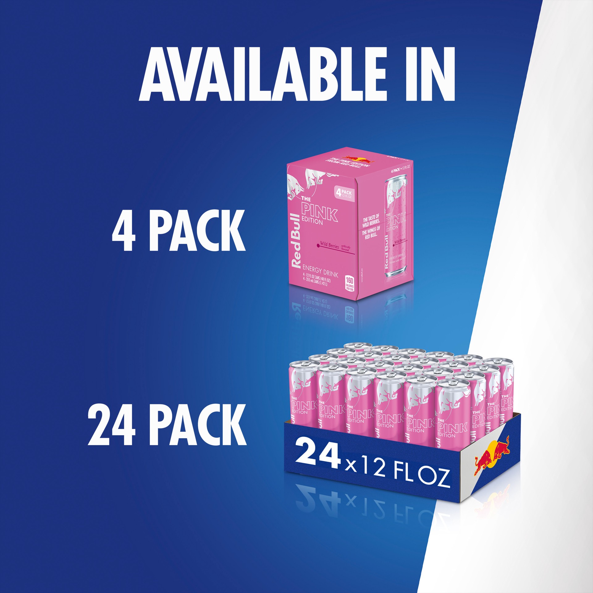 slide 3 of 8, Red Bull Pink Edition Energy Drink, Wild Berries, 12 fl. oz., Case of 24 cans, with 114mg Caffeine, Taurine & B Vitamins, 288 fl oz