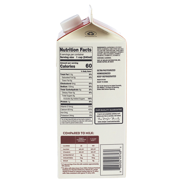 slide 8 of 9, Meijer Original Almond Milk, 64 fl oz