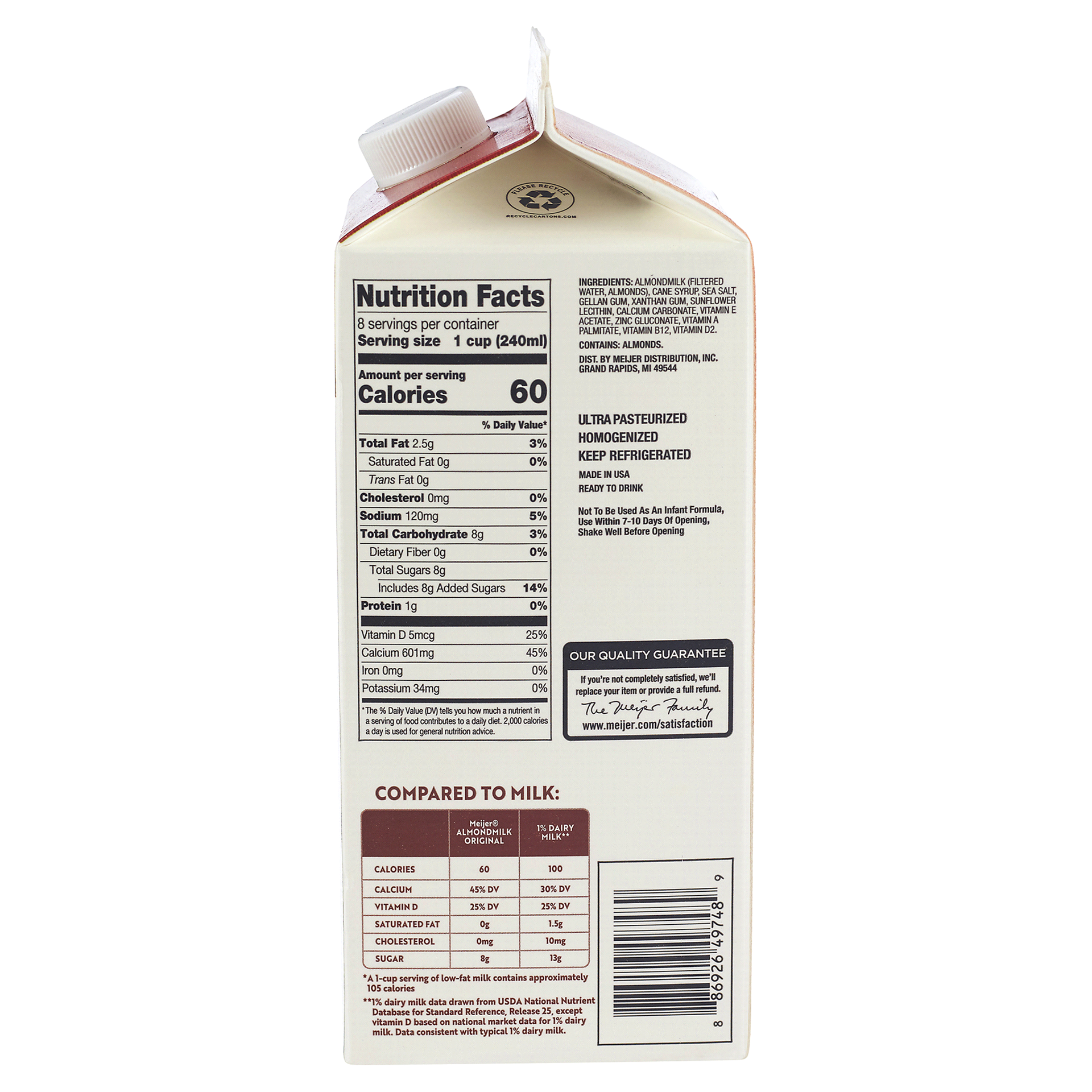 slide 9 of 9, Meijer Original Almond Milk, 64 fl oz