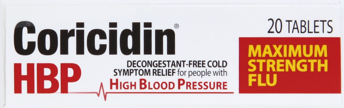 slide 2 of 5, Coricidin Cold Symptom Relief, Maximum Strength Flu, Decongestant-Free, Tablets, 20 ct