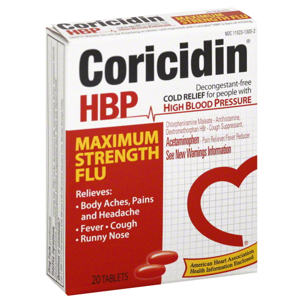 slide 1 of 5, Coricidin Cold Symptom Relief, Maximum Strength Flu, Decongestant-Free, Tablets, 20 ct